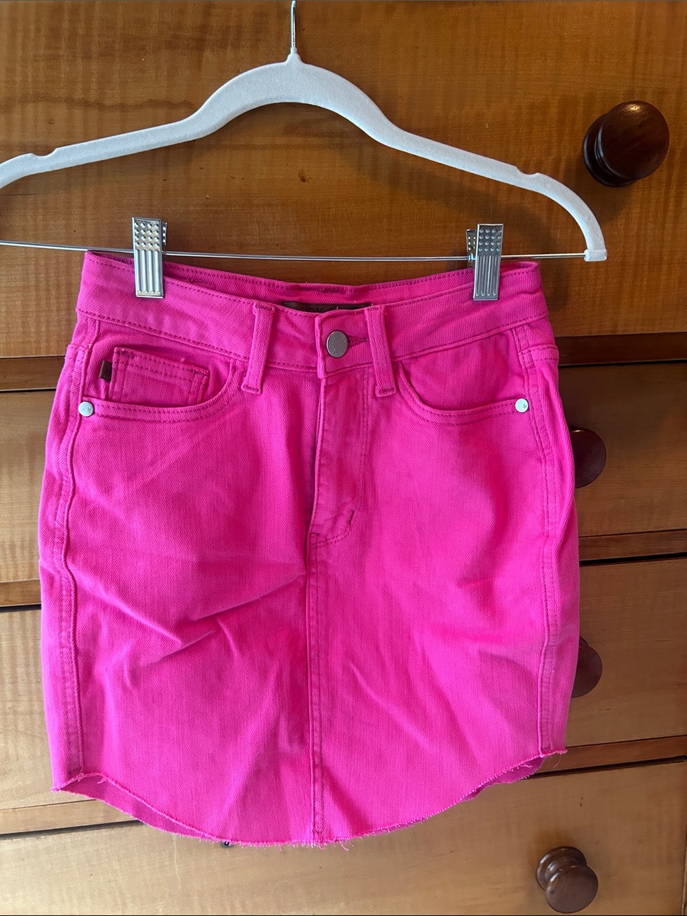 Judy Blue Bright Pink Denim Mini Skirt
